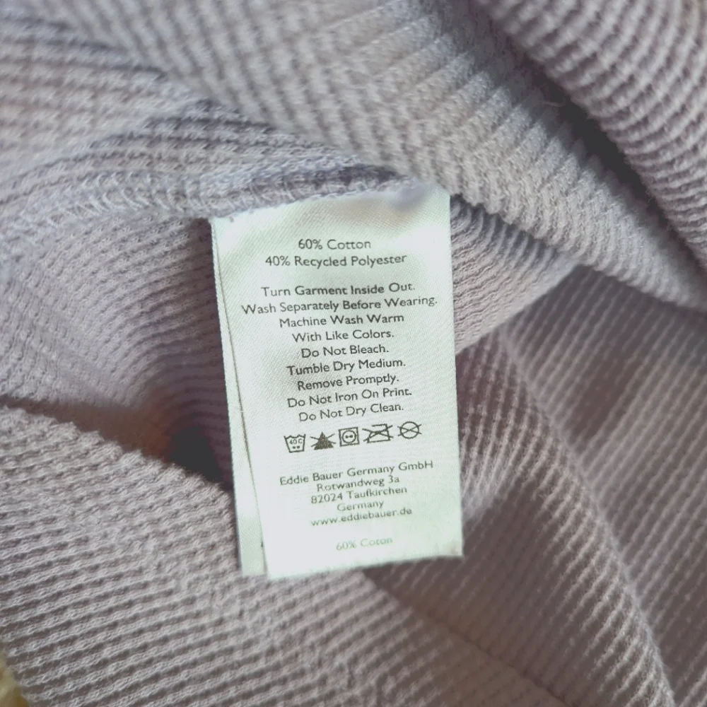 *EDDIE BAUER* MYRIAD Thermal Crewneck T-Shirt, Lilac, Sz. Large, VGUC! - Picture 6 of 6